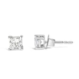 14K White Gold 3/8 Cttw Lab Grown Princess-Cut Diamond 4-Prong Solitaire Stud Earrings (VS1-VS2 Clarity, F-G Color)-3 thumbnail 4