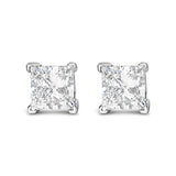 14K White Gold Princess Cut Lab-Grown Diamond Solitaire Stud Earrings (F-G Color, VS2-SI1 Clarity)-1 thumbnail 2