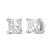 14K White Gold Princess Cut Lab-Grown Diamond Solitaire Stud Earrings (F-G Color, VS2-SI1 Clarity)