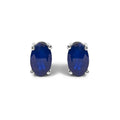 Sterling Silver 6x4mm Natural Oval Gemstone Solitaire Stud Earrings-0