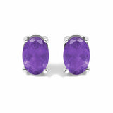 Sterling Silver 6x4mm Natural Oval Gemstone Solitaire Stud Earrings-3 thumbnail 4