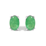 Sterling Silver 6x4mm Natural Oval Gemstone Solitaire Stud Earrings-4 thumbnail 5