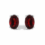 Sterling Silver 6x4mm Natural Oval Gemstone Solitaire Stud Earrings-2 thumbnail 3