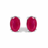 Sterling Silver 6x4mm Natural Oval Gemstone Solitaire Stud Earrings-1 thumbnail 2