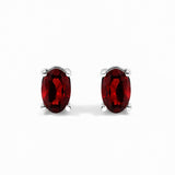 Sterling Silver 5x3mm Natural Oval Gemstone Soliatire Stud Earrings-1 thumbnail 2