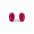 Sterling Silver 5x3mm Natural Oval Gemstone Soliatire Stud Earrings-0