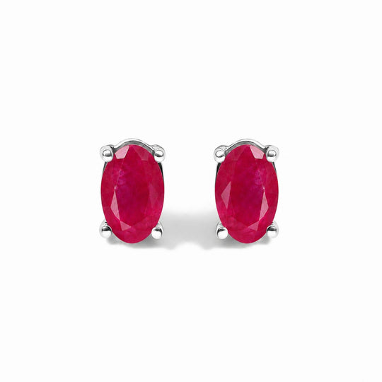 Sterling Silver 5x3mm Natural Oval Gemstone Soliatire Stud Earrings-0