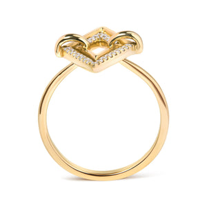 14K Yellow Gold 1/5 Cttw Diamond Double Triangle Ring (G-H Color, SI1-SI2 Clarity) - Size 7-1