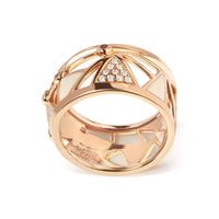14K Rose Gold 1/3 Cttw Diamond and Pink Tourmaline Cigar Band Ring with White Enamel (G-H Color, SI1-SI2 Clarity)