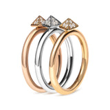 14K Tri Color Gold 1/3 Cttw Diamond Pyramid Stackable Band Ring Set (G-H Color, SI1-SI2 Clarity) - Size 7-2 thumbnail 3