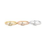 14K Tri Color Gold 1/3 Cttw Diamond Pyramid Stackable Band Ring Set (G-H Color, SI1-SI2 Clarity) - Size 7-3 thumbnail 4