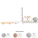 14K Tri Color Gold 1/3 Cttw Diamond Pyramid Stackable Band Ring Set (G-H Color, SI1-SI2 Clarity) - Size 7-4 thumbnail 5