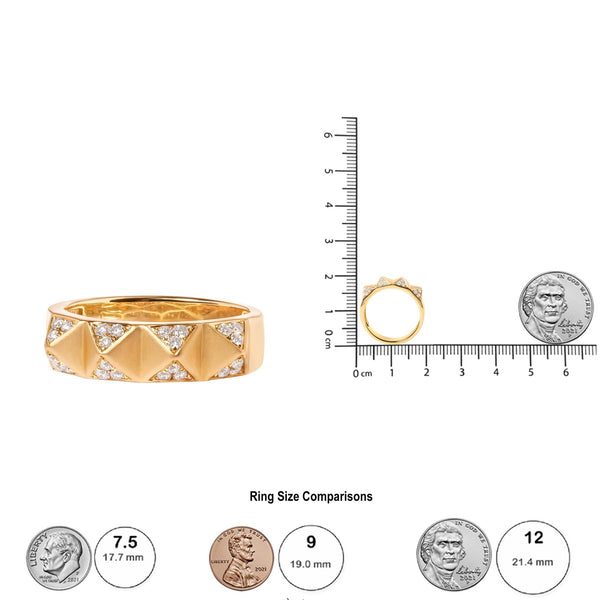 14K Yellow Gold 1/4 Cttw White Diamond Pyramid Band Ring (G-H Color, SI1-SI2 Clarity)- Size 7