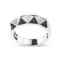 14K white gold pyramid band ring with treated blue diamond stones