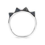 14K White Gold 1/4 Cttw Treated Blue Diamond Pyramid Band Ring (Blue Color, SI1-SI2 Clarity)- Size 7-1 thumbnail 2