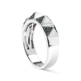 14K White Gold 1/4 Cttw Treated Blue Diamond Pyramid Band Ring (Blue Color, SI1-SI2 Clarity)- Size 7-2 thumbnail 3