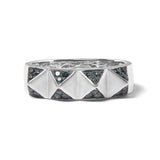 14K White Gold 1/4 Cttw Treated Blue Diamond Pyramid Band Ring (Blue Color, SI1-SI2 Clarity)- Size 7-3 thumbnail 4