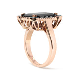 14K Rose Gold 15x10 MM Emerald-Cut Black Onyx and 1/5 Cttw Blue and White Diamond Halo Cocktail Ring (G-H Color, SI1-SI2 Clarity)- Size 7-2 thumbnail 3