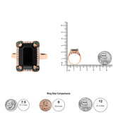 14K Rose Gold 15x10 MM Emerald-Cut Black Onyx and 1/5 Cttw Blue and White Diamond Halo Cocktail Ring (G-H Color, SI1-SI2 Clarity)- Size 7-4 thumbnail 5