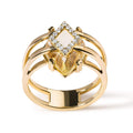 14K yellow gold ring with marquise yellow topaz and diamond accent stones