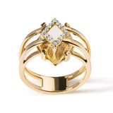 14K yellow gold ring with marquise yellow topaz and diamond accent stones thumbnail 1