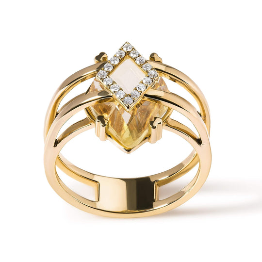 14K Yellow Gold 15x15 MM Marquise Cut Yellow Topaz and Diamond Accent Statement Cocktail Ring (G-H Color, SI1-SI2 Clarity)-0