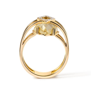 14K Yellow Gold 15x15 MM Marquise Cut Yellow Topaz and Diamond Accent Statement Cocktail Ring (G-H Color, SI1-SI2 Clarity)-1