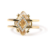 14K Yellow Gold 15x15 MM Marquise Cut Yellow Topaz and Diamond Accent Statement Cocktail Ring (G-H Color, SI1-SI2 Clarity)-3 thumbnail 4