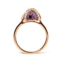14K Rose Gold 1/5 Cttw Diamond Wrapped 15x15 MM Purple Amethyst Cocktail Ring (G-H Color, SI1-SI2 Clarity)
