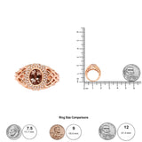 14K Rose Gold Oval Cut Light Pink Morganite and 3/8 Cttw Diamonds Halo and Basket Weave Cocktail Ring (G-H Color, SI1-SI2 Clarity) - Size 7-4 thumbnail 5