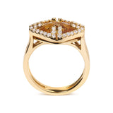 14K Yellow Gold Marquise-Cut Yellow Citrine and 1/3 Cttw Diamond Halo Cocktail Ring (G-H Color, SI1-SI2 Clarity) - Size 7-1 thumbnail 2