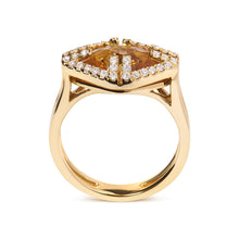 14K Yellow Gold Marquise-Cut Yellow Citrine and 1/3 Cttw Diamond Halo Cocktail Ring (G-H Color, SI1-SI2 Clarity) - Size 7-1