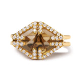 14K Yellow Gold Marquise-Cut Yellow Citrine and 1/3 Cttw Diamond Halo Cocktail Ring (G-H Color, SI1-SI2 Clarity) - Size 7-4 thumbnail 5