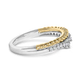 10K Yellow Gold Plated Sterling Silver 1/4 Cttw Diamond Chevron and Rope Band Ring-1 thumbnail 2