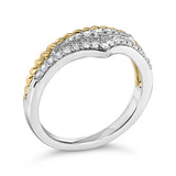 10K Yellow Gold Plated Sterling Silver 1/4 Cttw Diamond Chevron and Rope Band Ring-3 thumbnail 4