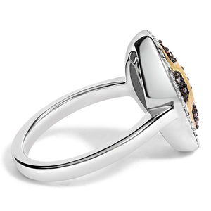 10K Yellow Gold Plated Sterling Silver 1/3 Cttw Oval Mixed Diamond Halo Shield Ring-1