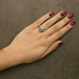 10K Yellow Gold Plated Sterling Silver 1/3 Cttw Oval Mixed Diamond Halo Shield Ring-2 thumbnail 3