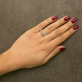 10K Gold Plated Sterling Silver 1/3 Cttw Tri-Color Chevron Diamond Stackable Ring-2 thumbnail 3