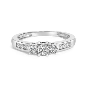 10K Gold 1/2 Cttw Diamond Three Stone Ring-1