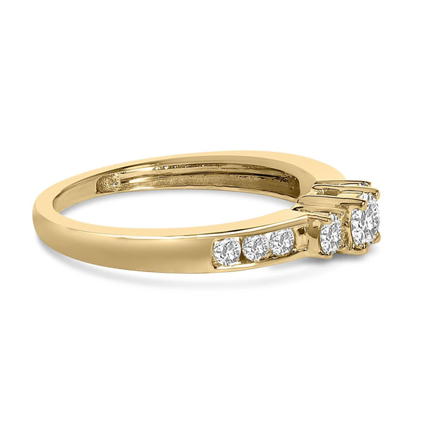 10K Gold 1/2 Cttw Diamond Three Stone Ring