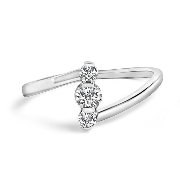 10K Gold 1/4 Cttw Lab Grown Diamond Vertical Three Stone Ring