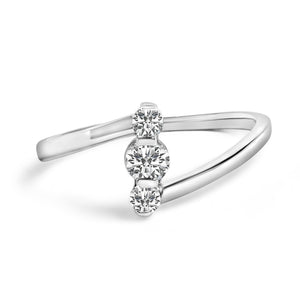 10K Gold 1/4 Cttw Lab Grown Diamond Vertical Three Stone Ring-1