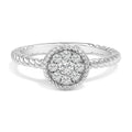 925 sterling silver ring with round diamond stones in braided floral design