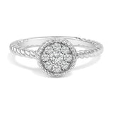 925 sterling silver ring with round diamond stones in braided floral design thumbnail 1