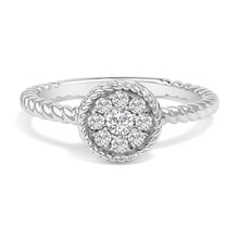 Sterling Silver 1/4 Cttw Diamond Floral Round Braided Ring-0