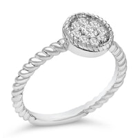 Sterling Silver 1/4 Cttw Diamond Floral Round Braided Ring