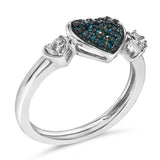Sterling Silver 1/5 Cttw Blue and White Diamond Triple Heart Ring-3 thumbnail 4