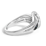 Sterling Silver 1/10 Cttw Blue and White Diamond Crossover Ring-1 thumbnail 2