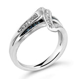 Sterling Silver 1/10 Cttw Blue and White Diamond Crossover Ring-3 thumbnail 4