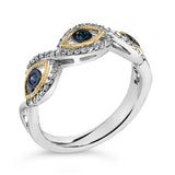 Sterling Silver 1/4 Cttw Blue and White Diamond Evil Eye Band Ring-3 thumbnail 4